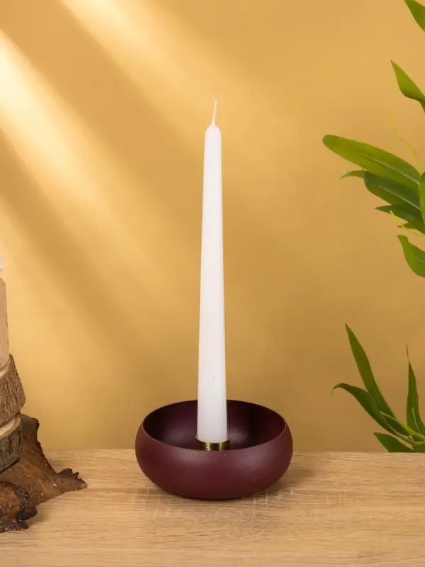 Подсвечник на 1 свечу на магнитах "Баклажан" 11х11х4 см