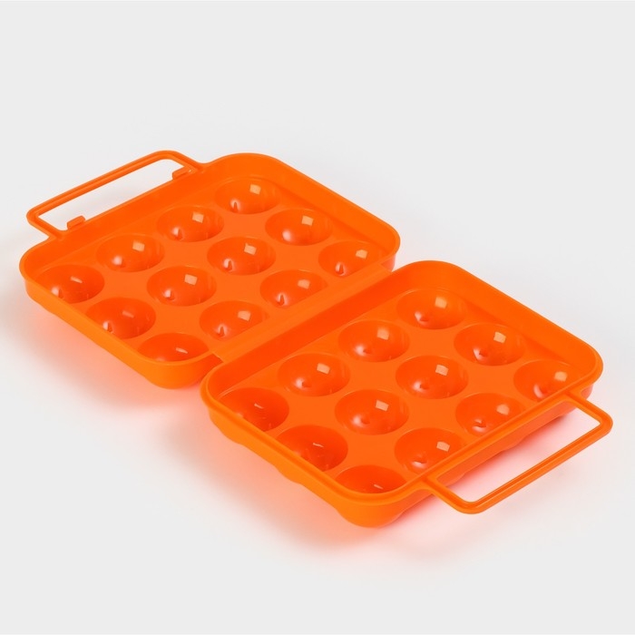 Контейнер для хранения яиц с ручкой, 20&times;7 см, 12 ячеек, цвет МИКС