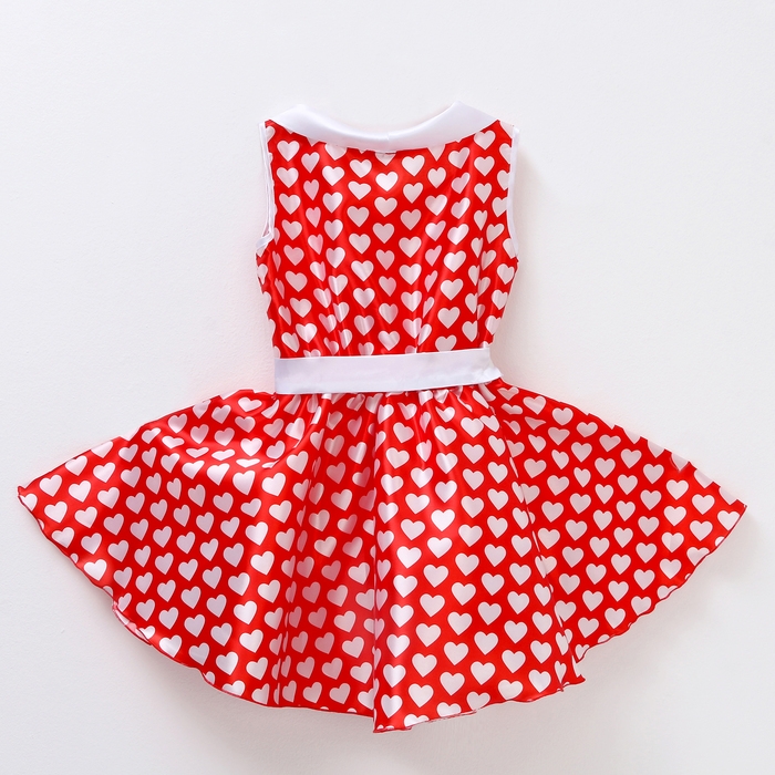 Карнавальный костюм «Стиляги» платье красное с белыми сердцами, повязка р-р 32 рост 122-128 см Карнавальный костюм «Стиляги» платье красное с белыми сердцами, повязка р-р 32 рост 122-128 см