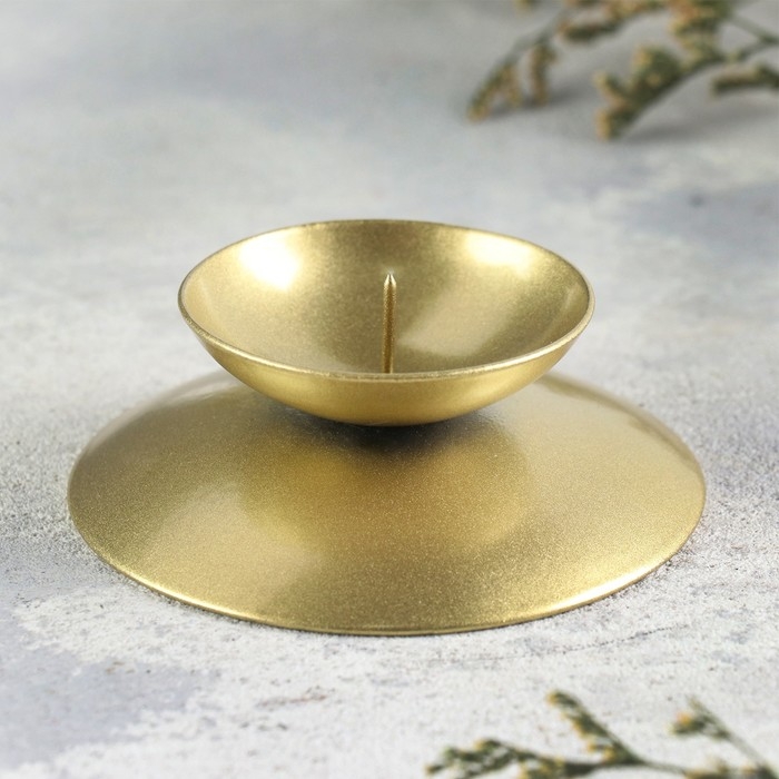 Подсвечник Подсвечник "Гадальный Н" металл на одну свечу, 7,3х3 см, золотой