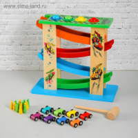 Автотрек 3 в 1 &laquo;Стучалка, гонки и боулинг&raquo;, 32 &times; 14 &times; 29 см