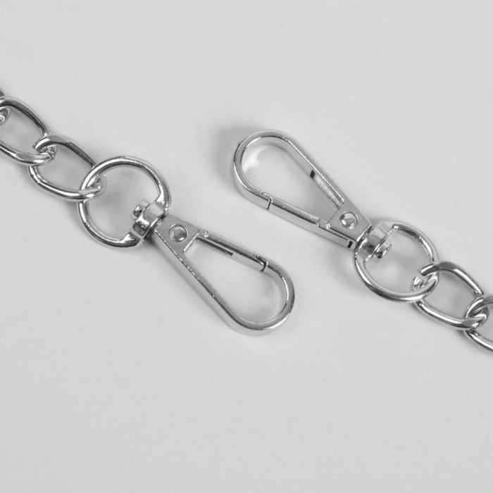 Ручка для сумки, с цепочками и карабинами, 120 × 1,8 см, цвет серебряный Ручка для сумки, с цепочками и карабинами, 120 × 1,8 см, цвет серебряный