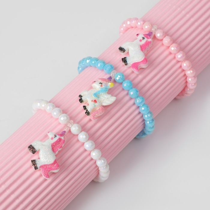 Браслет детский &laquo;Выбражулька&raquo; единорожка, цвет голубой