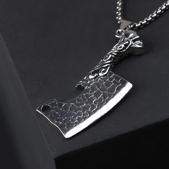 Кулон-амулет &laquo;Помпеи&raquo; топор, цвет чернёное серебро, 70 см