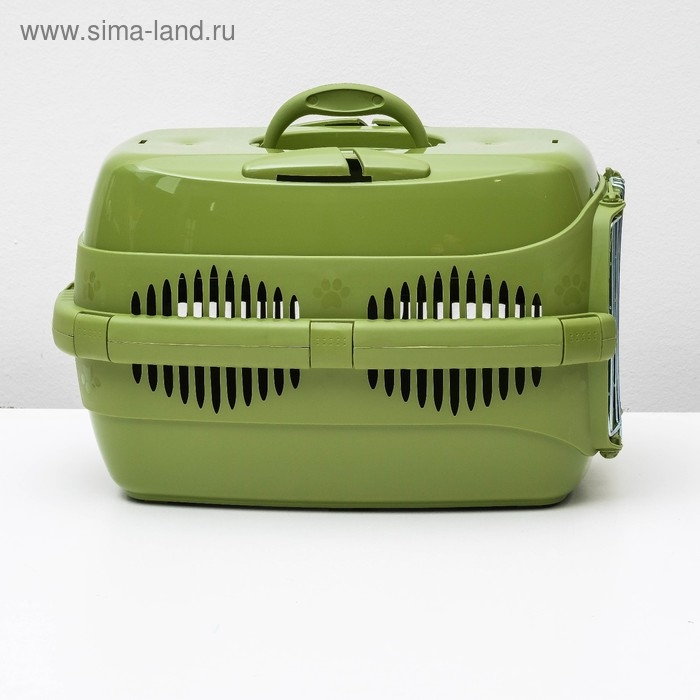 Переноска для животных до 9 кг "Пижон", металлическая дверь, 43 х 29 х 27,5 см, оливковая
