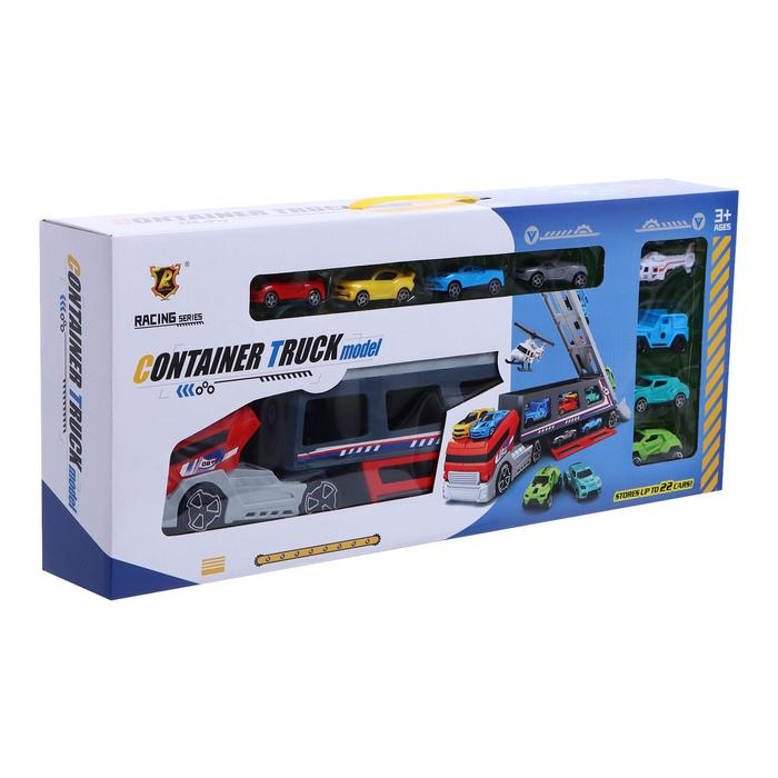 Грузовик &laquo;Трейлер&raquo; с 7 машинами и вертолетом