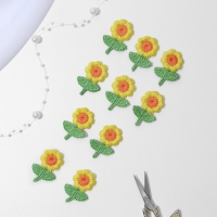 Вязаные элементы «Цветочки», 2,5 × 3,5 см, 10 шт, цвет жёлтый/зелёный Вязаные элементы «Цветочки», 2,5 × 3,5 см, 10 шт, цвет жёлтый/зелёный