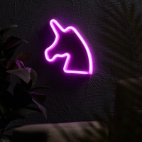 Неоновая вывеска &laquo;Единорог&raquo; 22 x 19 см, батарейки AAx3 (нет в комплекте) + USB, свечение розовое