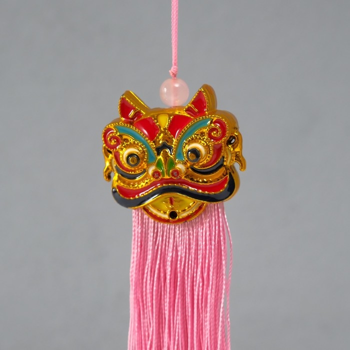 Подвеска текстиль, пластик Подвеска текстиль, пластик "Китайский лев" розовая 2х4х14 см