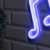 Неоновая вывеска &laquo;Ноты&raquo; 19 &times; 21 см, батарейки ААх3 (не в комплекте), USB, свечение голубое