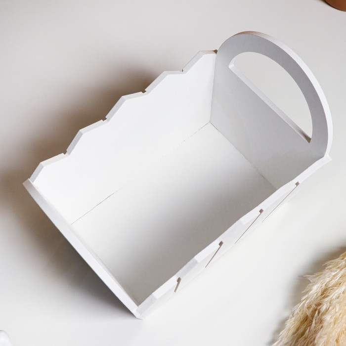 Кашпо деревянное 25×16×17 см Кашпо деревянное 25×16×17 см "Мария", ручки боковые, МДФ, белое