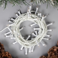 Гирлянда &laquo;Нить&raquo; 5 м, IP20, белая нить, 50 LED, свечение тёплое белое, 8 режимов, 220 В