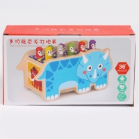 Детский логический центр двусторонний &laquo;Носорог&raquo; 2 в 1 (стучалка, крутилки) 24 &times; 10 &times; 14 см