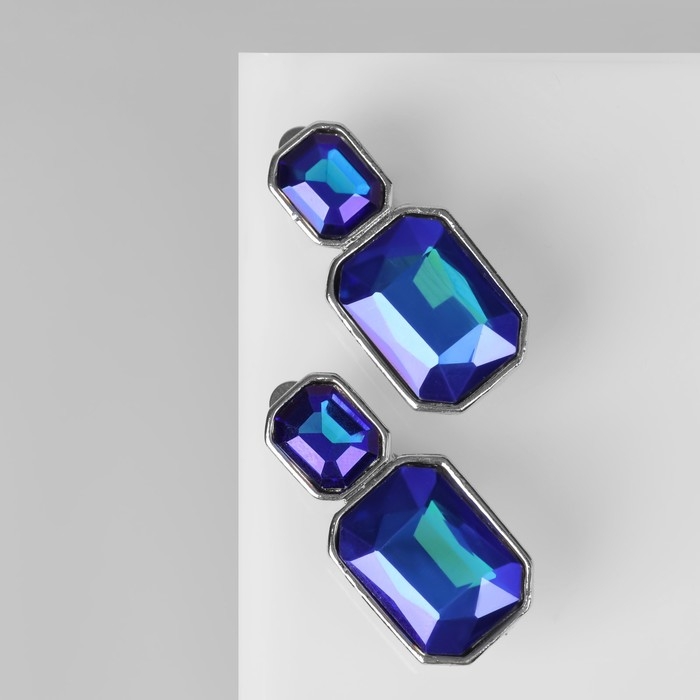 Клипсы &laquo;Вечеринка&raquo; ромбы, цвет синий в серебре