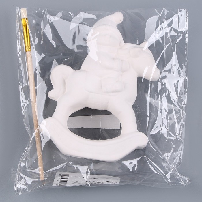 Новый год! Фигурка под роспись &laquo;Снеговичок верхом&raquo;, с кистью