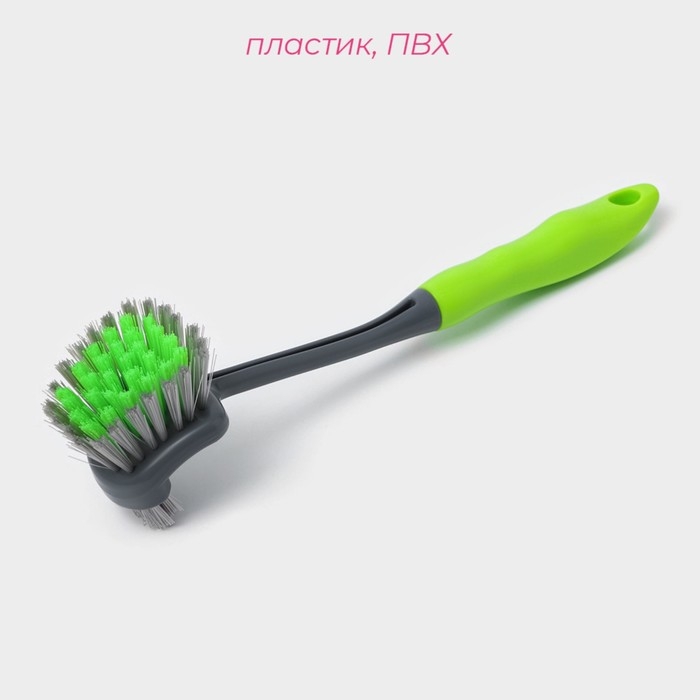 Щётка для посуды Доляна &laquo;Green day&raquo;, двойная, 5,5&times;7,5&times;28,5 см