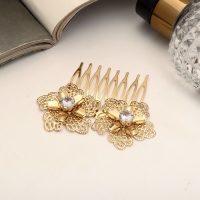 Гребень для волос "Либерти" горный цветок двойной, 5х6,5 см, золото Гребень для волос "Либерти" горный цветок двойной, 5х6,5 см, золото