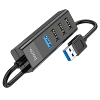 Адаптер Hoco HB25, 4 в 1, USB to USB3.0/USB2.0*3, длина кабеля 30 см, чёрный Адаптер Hoco HB25, 4 в 1, USB to USB3.0/USB2.0*3, длина кабеля 30 см, чёрный