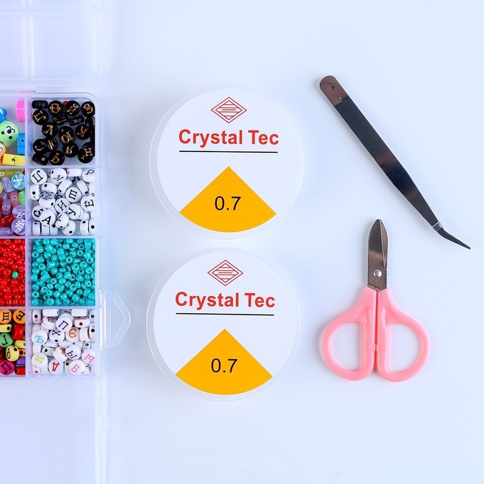 Набор для создания украшений, 24 вида бусин, леска, ножницы