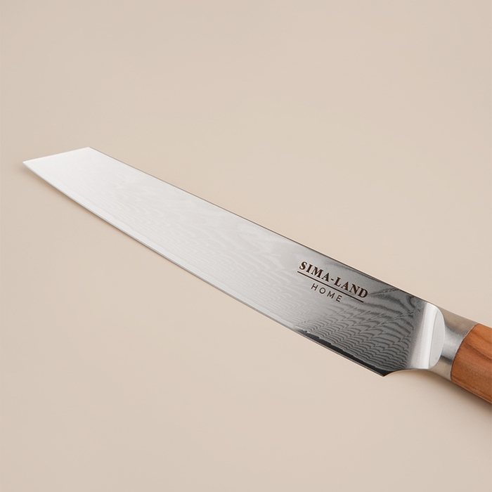 Нож кухонный SL Home &laquo;Оливия&raquo;, разделочный, лезвие 20,32 см, дамасская сталь, цвет коричневый