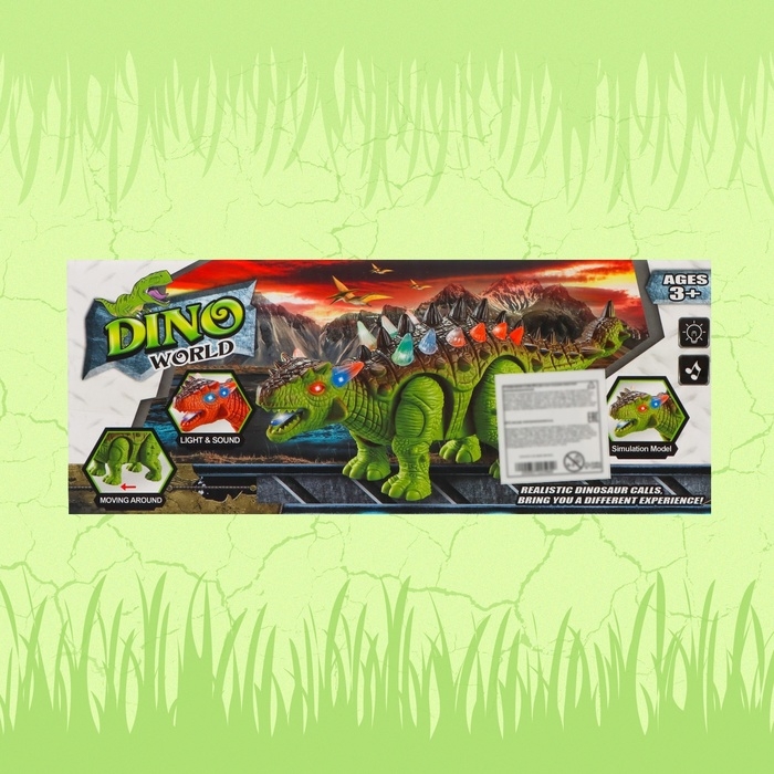 Динозавр «Анкилозавр» работает от батареек, световые и звуковые эффекты, цвет зелёный Динозавр «Анкилозавр» работает от батареек, световые и звуковые эффекты, цвет зелёный