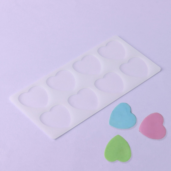 Форма для шоколада &laquo;Сердечки&raquo;, силикон, 8 ячеек, 23,5&times;11,5&times;0,3 см, цвет прозрачный