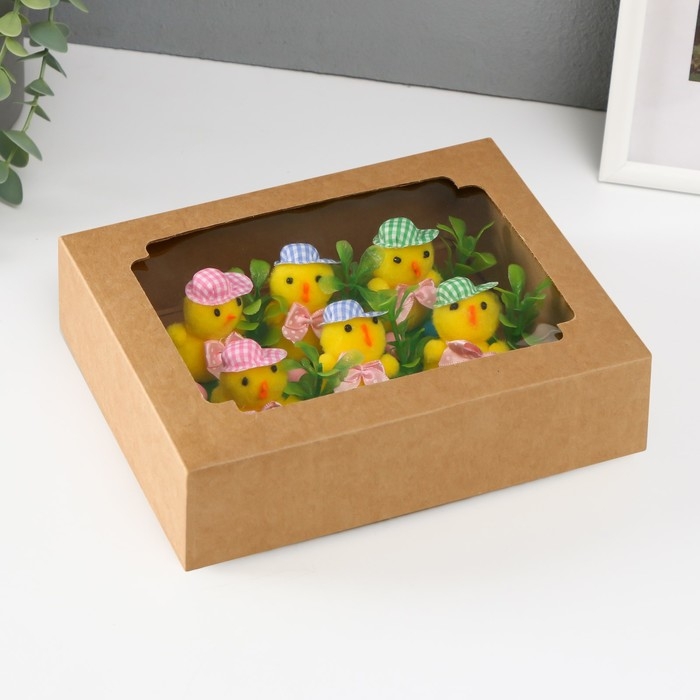 Сувенир пасхальный "Цыпленок в шляпке и тремя яичками" набор 6 шт 5,5х12,5х18 см