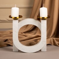 Подсвечник латунь, мрамор &laquo;Камелия&raquo; 19 х 18 х 8 см