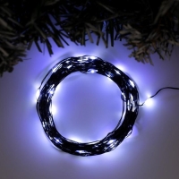Гирлянда &laquo;Нить&raquo; 10 м роса, IP20, чёрная нить, 100 LED, свечение белое, 12 В