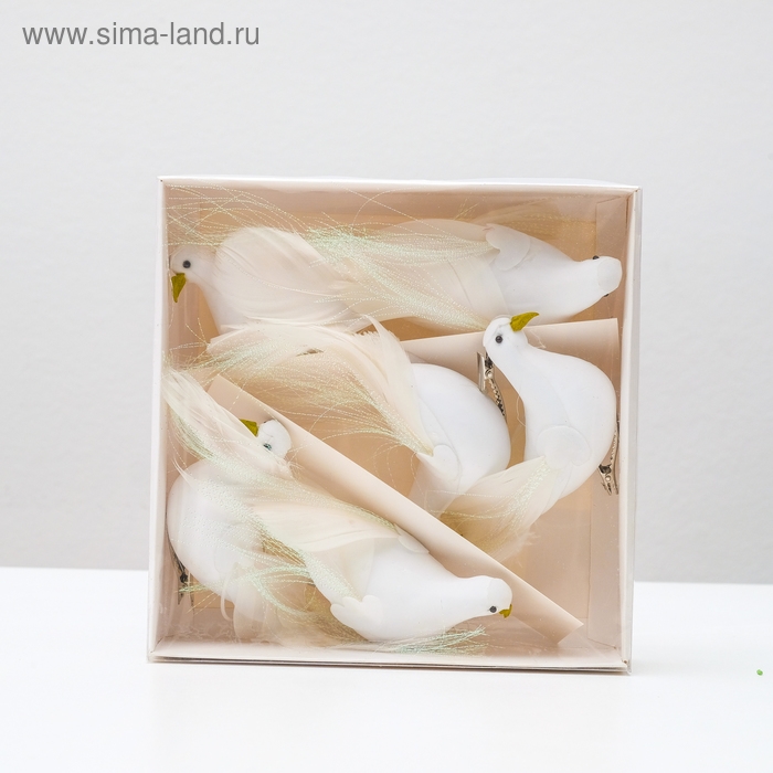 Птичка для декора и флористики, на прищепке, белая, пластиковая, 1шт., 8 х 8 см