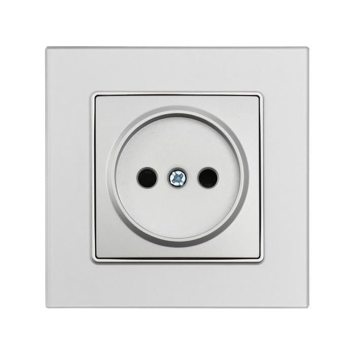 Розетка одноместная TOT Matte Glass, 10 А, скрытая, без з/к, стекло, серебристая Розетка одноместная TOT Matte Glass, 10 А, скрытая, без з/к, стекло, серебристая