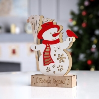 Светодиодная фигура &laquo;Снеговик&raquo; 16.5 &times; 20 &times; 5 см, дерево, батарейки LR1130х3 (в комплекте), свечение тёплое белое