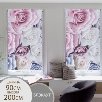 Штора рулонная 3D принт &laquo;Розы&raquo;, блэкаут, 90&times;200 см (с учётом креплений 3,5 см)