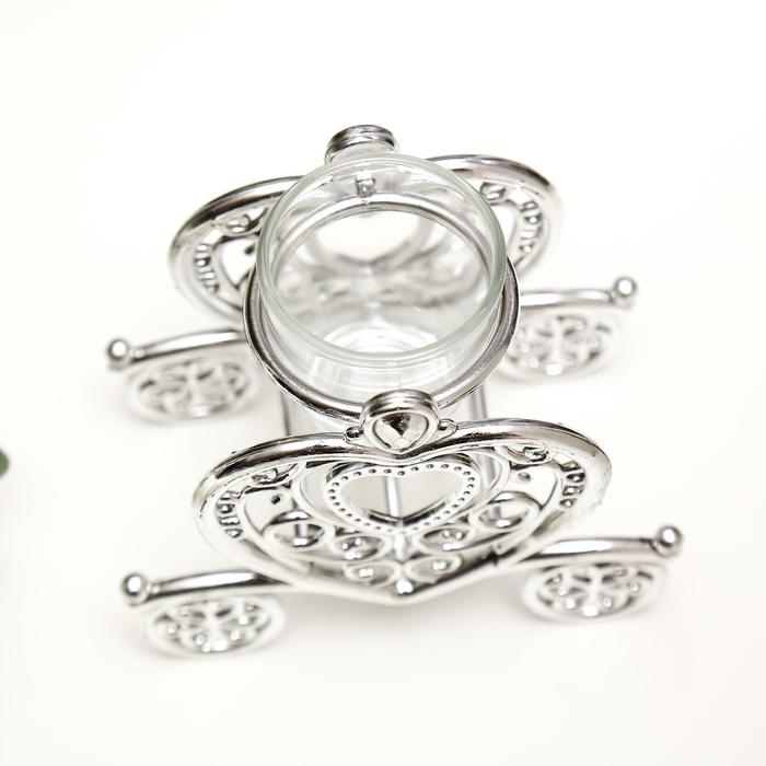 Подсвечник пластик, стекло Подсвечник пластик, стекло "Карета" серебро 9,5х10х6 см