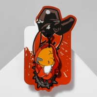 Значок &laquo;Япония&raquo; бензопила, цветной в чёрном металле