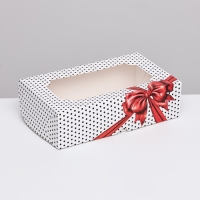 Коробка складная с окном под зефир "Горошек с бантиком", 25 х 15 х 7 см Коробка складная с окном под зефир "Горошек с бантиком", 25 х 15 х 7 см