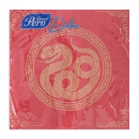 Новогодние салфетки бумажные GrandPero Deluxe &laquo;Золотая кобра&raquo;, 3 слоя, 33х33 см, 20 шт