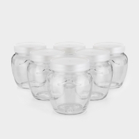 Набор стеклянных банок с серебристой полимерной крышкой, ТО-82 мм, 550 мл, 6 шт.