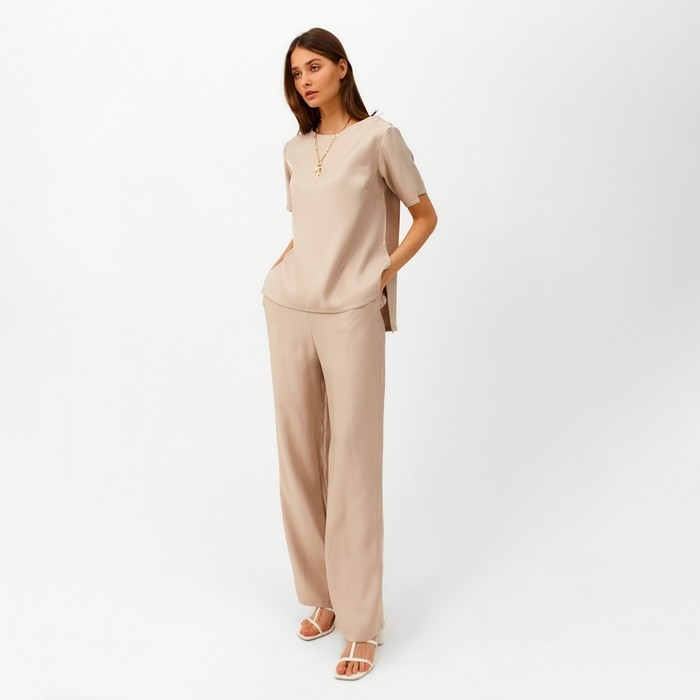 Костюм женский (футболка, брюки) MINAKU: Enjoy цвет бежевый, размер 46 Костюм женский (футболка, брюки) MINAKU: Enjoy цвет бежевый, размер 46