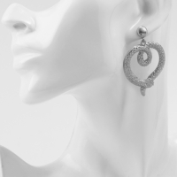 Новый год! Символ года 2025! Серьги металл &laquo;Змея&raquo; сердце, цвет серебро