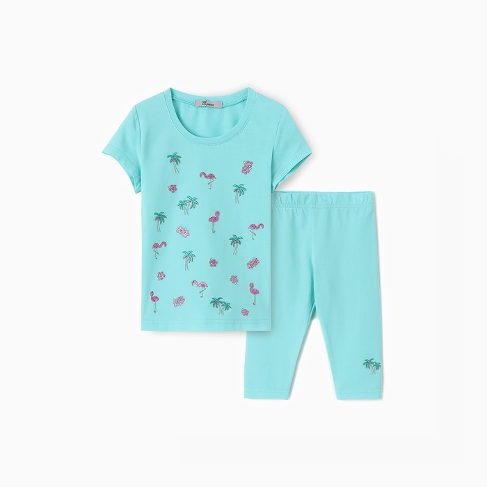 Комплект для девочки (футболка/лосины), цвет мятный, рост 110 см Комплект для девочки (футболка/лосины), цвет мятный, рост 110 см