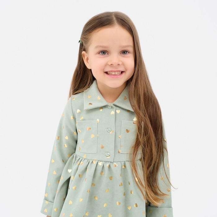 Платье детское KAFTAN Платье детское KAFTAN "Сердечки", р. 32 (110-116), зеленый