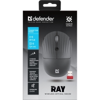 Мышь Defender Ray MM-032, беспроводная, оптическая, 1600 dpi, 1xAA (не в компл), чёрная