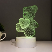 Светильник сенсорный "Мишутка" LED 7 цветов USB/от батареек белый