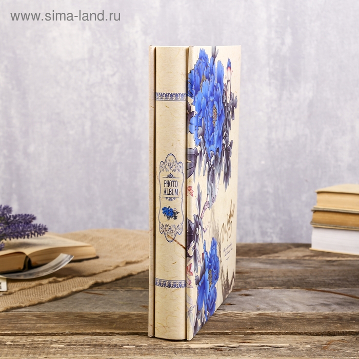 Фотоальбом на 200 фото 13х18 см "Крупные цветы" золот.обвод, в коробке МИКС 33х27,5х5,7 см