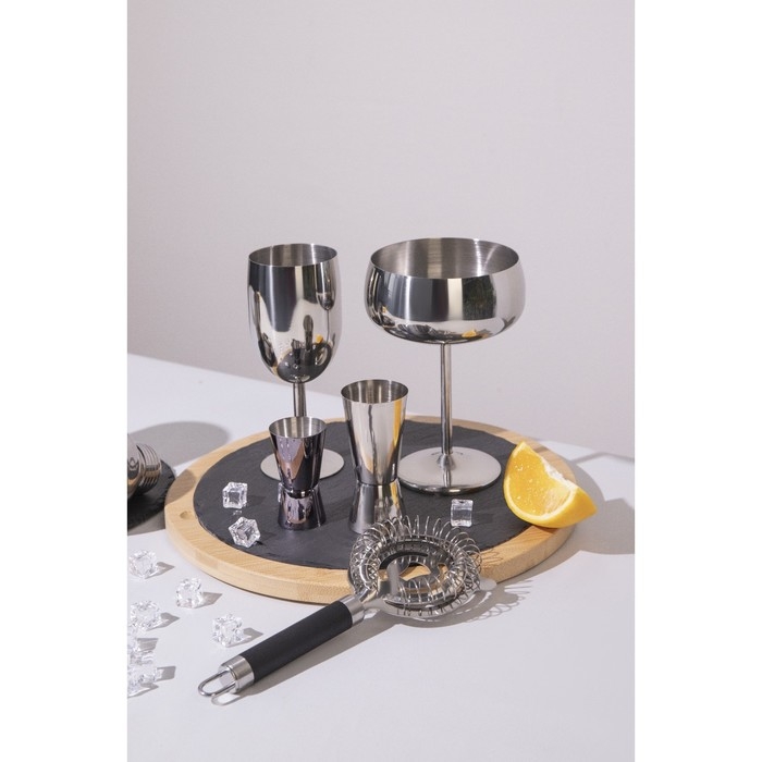 Бокал-коктейльная рюмка из нержавеющей стали, 400 мл, 16&times;11,5 см, цвет серебряный