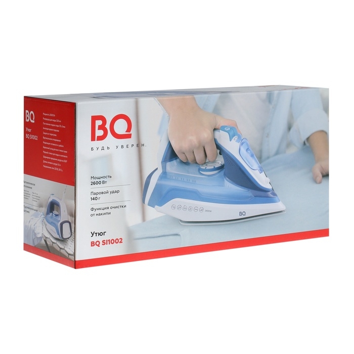 Утюг BQ SI1002, 2600 Вт, керамическая подошва, 30 г/мин, 320 мл, бело-фиолетовый Утюг BQ SI1002, 2600 Вт, керамическая подошва, 30 г/мин, 320 мл, бело-фиолетовый
