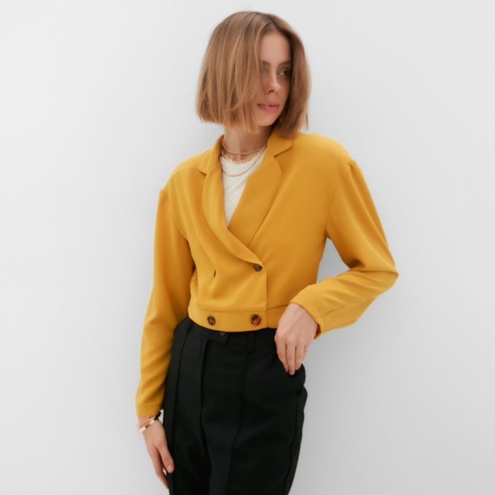 Жакет женский MINAKU: Green trend цвет горчичный, р-р 48 Жакет женский MINAKU: Green trend цвет горчичный, р-р 48