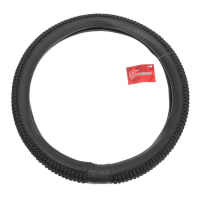 Оплетка на руль TORSO, кожа PU, тканевая вставка с узором, размер 38 см, черный