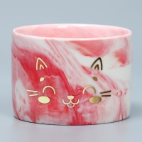 Горшок для цветов керамический с тиснением, кашпо &laquo;Мордочка&raquo;, 8 х 5,5 см